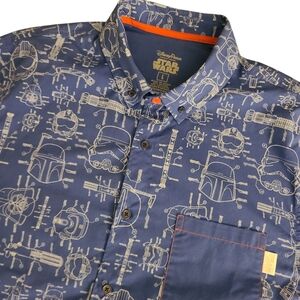 Star Wars Disney Parks Men's Large Blueprint Button Down Short Sleeve Shirt